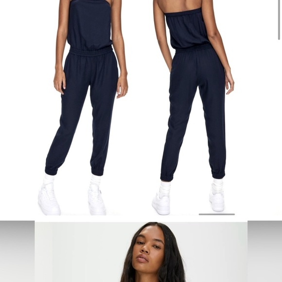 Aritzia Sunday Best strapless black jumpsuit Pockets pleated Women size XS - Picture 2 of 5